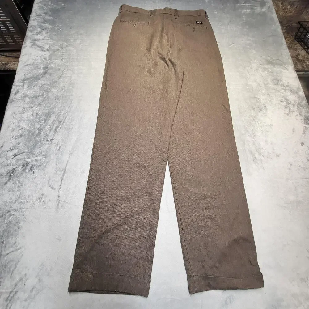 Vintage Dockers Pants Mens 34x34 Brown Khakis Relaxed Fit Herringbone Pleated